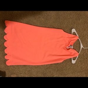 Coral dress with scalloped on bottom